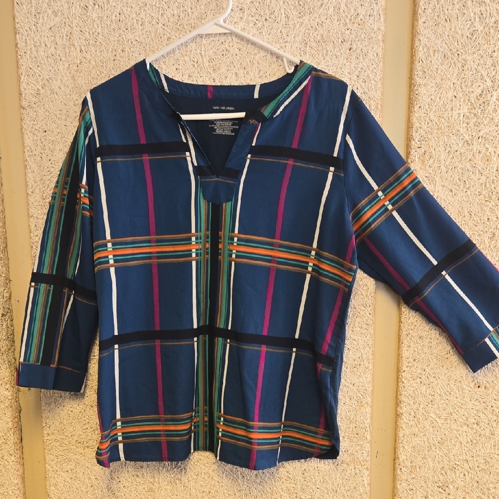 Van Heusen Blue and Pink Blouse